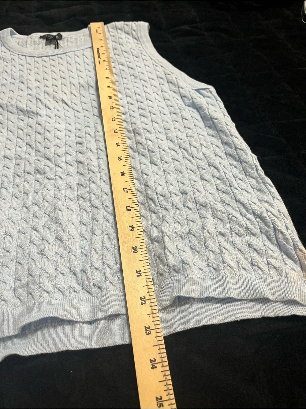Halogen Light Blue Cable Knit Sleeveless Sweater Vest Crew Neck Size XL NWT